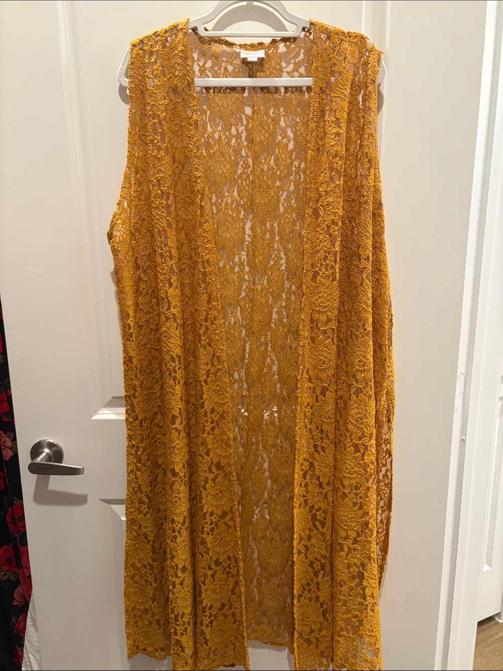 LuLaRoe Mustard Yellow Lace Long Duster